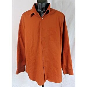 Mens Croft & Barrow Rust Wrinkle Resistant Cotton Shirt 17-18 36 XL